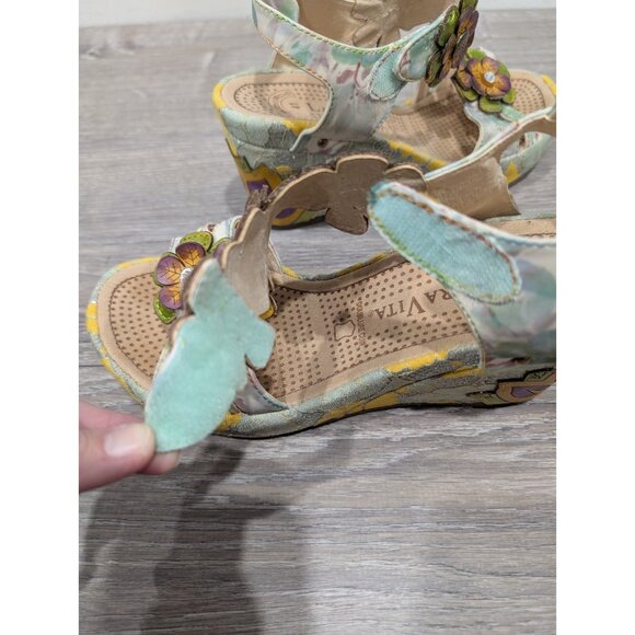 Laura Vita Jacsmino Fleur Wedge Sandals Multicolor Floral Boho Sparkle Sz 41 - Picture 11 of 16